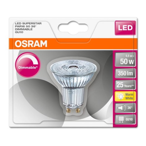 LED Lamp dimbaar SUPERSTAR GU10/5,5W/230V 2700K - Osram