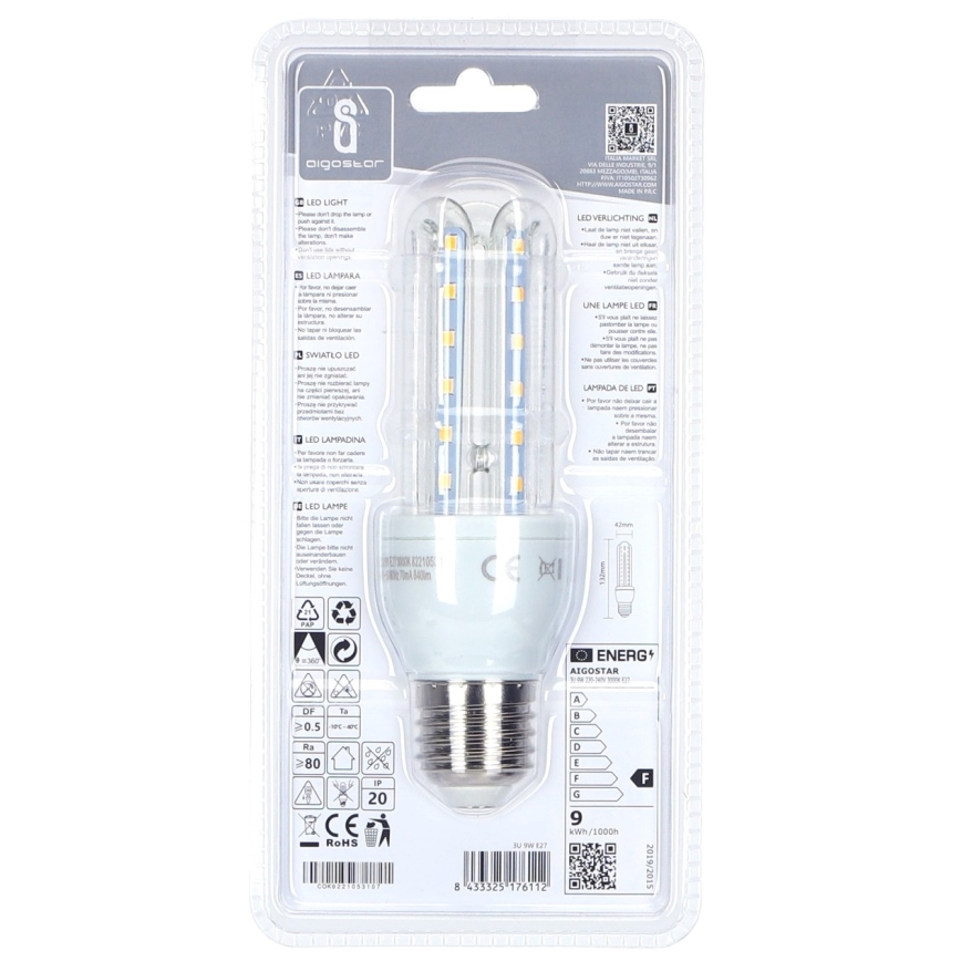 LED Lamp E27/9W/230V 3000K - Aigostar