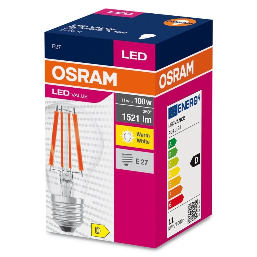 LED Lamp FILAMENT A100 E27/11W/230V 2700K - Osram