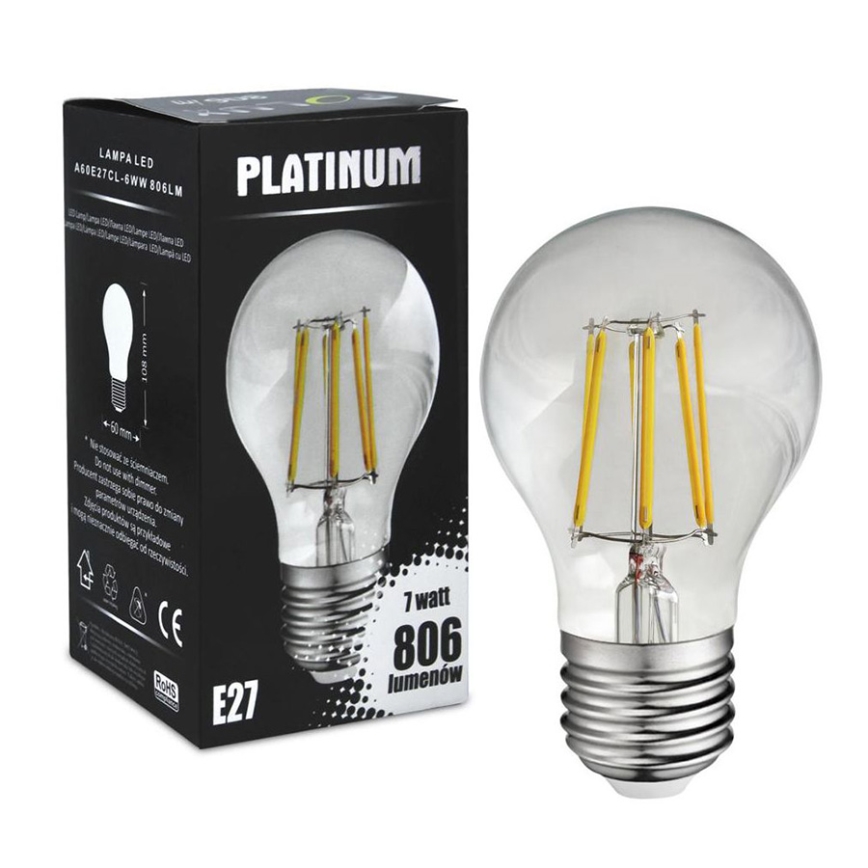 LED Lamp FILAMENT A60 E27/7W/230V 3000K