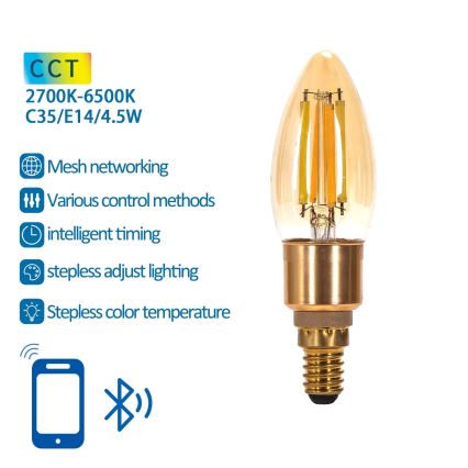 Dimbare LED Lamp FILAMENT MESH Smart C35 E14/4,5W/230V 2700-6500K - Aigostar
