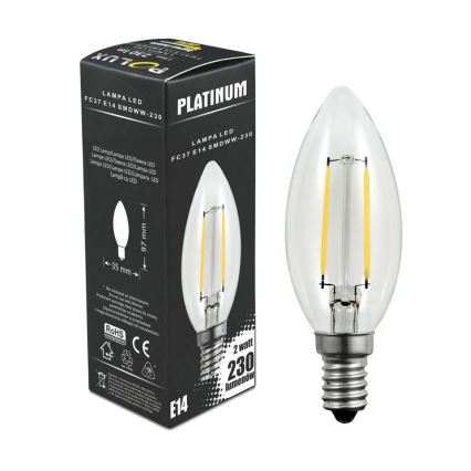 LED Lamp FILAMENT C37 E14/2W/230V 3000K