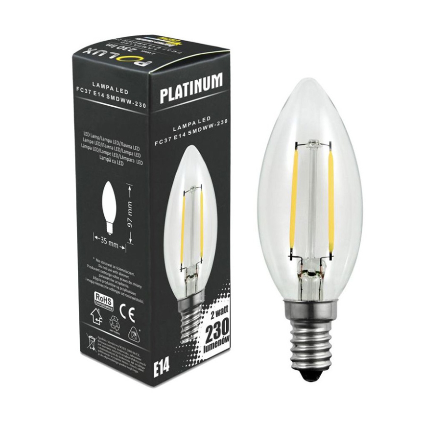 LED Lamp FILAMENT C37 E14/2W/230V 3000K
