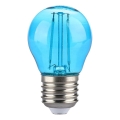 LED Lamp FILAMENT G45 E27/2W/230V blauw