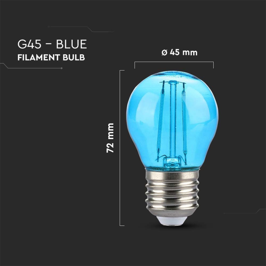 LED Lamp FILAMENT G45 E27/2W/230V blauw