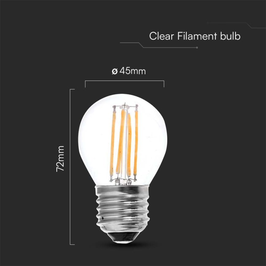 LED Lamp FILAMENT G45 E27/6W/230V 4000K
