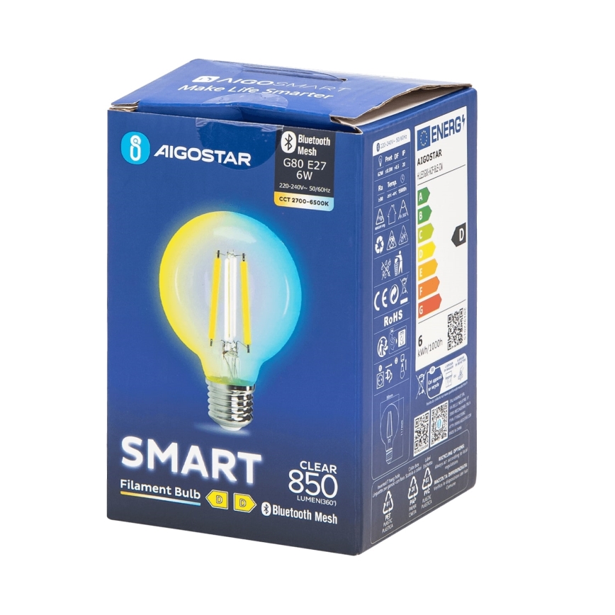 Dimbare LED Lamp FILAMENT MESH Smart G80 E27/6W/230V 2700-6500K - Aigostar