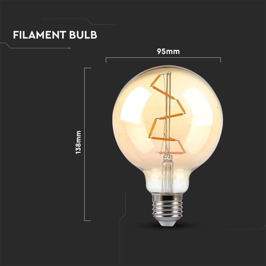 LED Lamp FILAMENT G95 E27/4W/230V 2200K