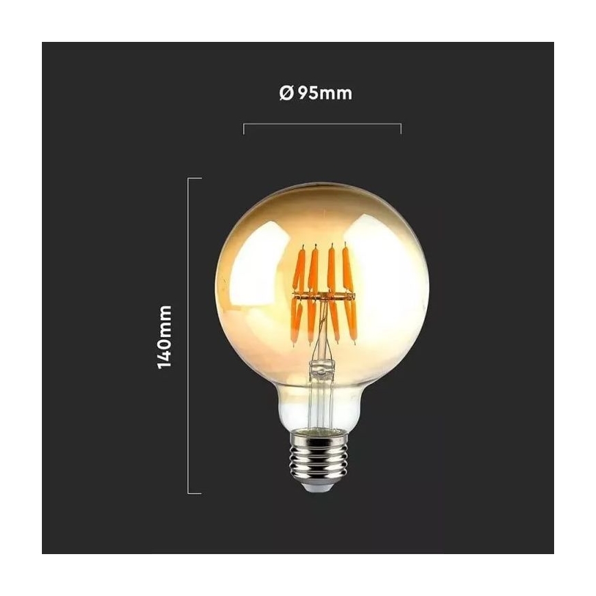 LED Lamp FILAMENT G95 E27/8W/230V 2200K