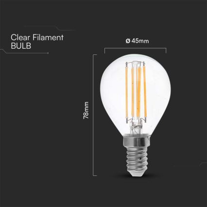 LED Lamp FILAMENT P45 E14/6W/230V 6500K