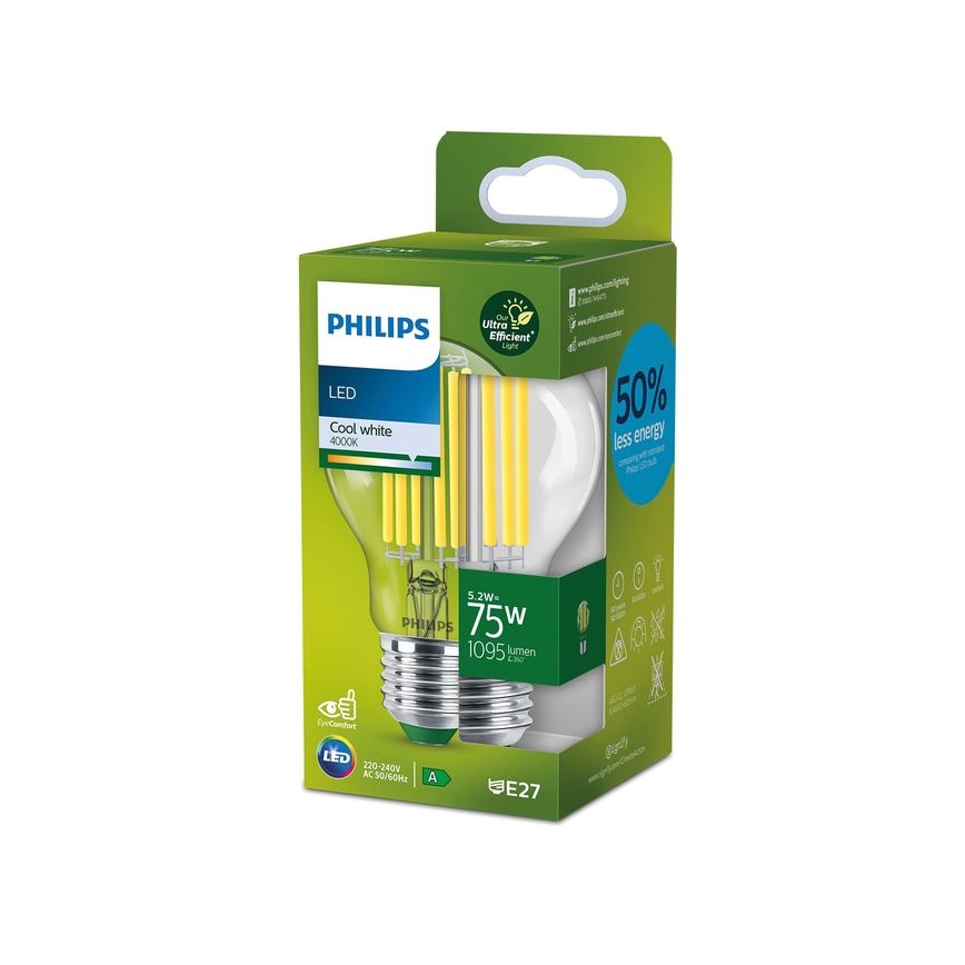 LED Lamp FILAMENT Philips A70 E27/5,2W/230V 4000K