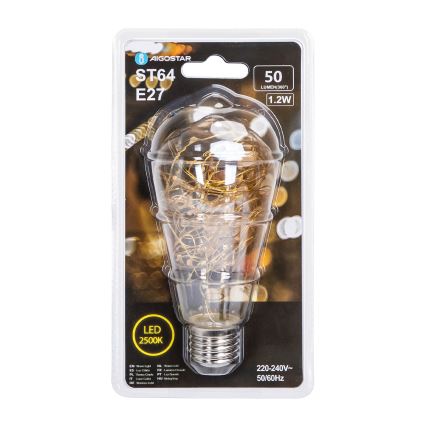 LED Lamp FILAMENT ST64 E27/1,2W/230V 2500K - Aigostar