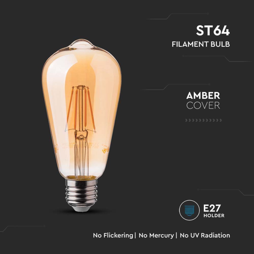 LED Lamp FILAMENT ST64 E27/6W/230V 2200K
