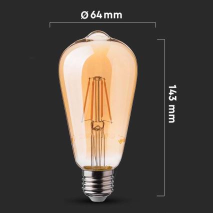 LED Lamp FILAMENT ST64 E27/6W/230V 2200K