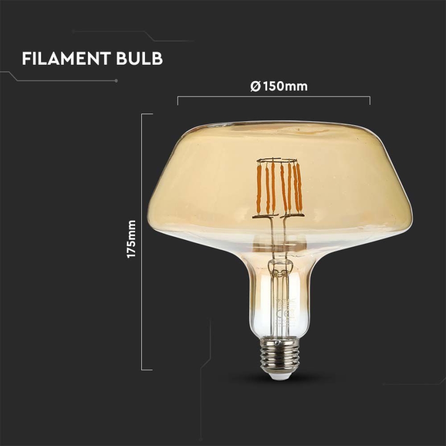 LED Lamp FILAMENT T180 E27/8W/230V 1800K