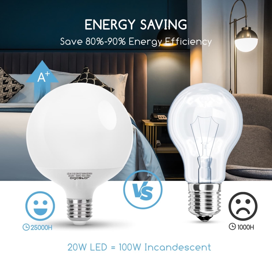 LED-lamp G120 E27/20W/230V 6500K - Aigostar
