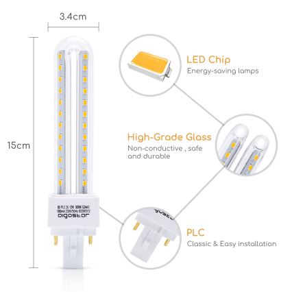 LED lamp G24D-3/12W/230V 3000K - Aigostar