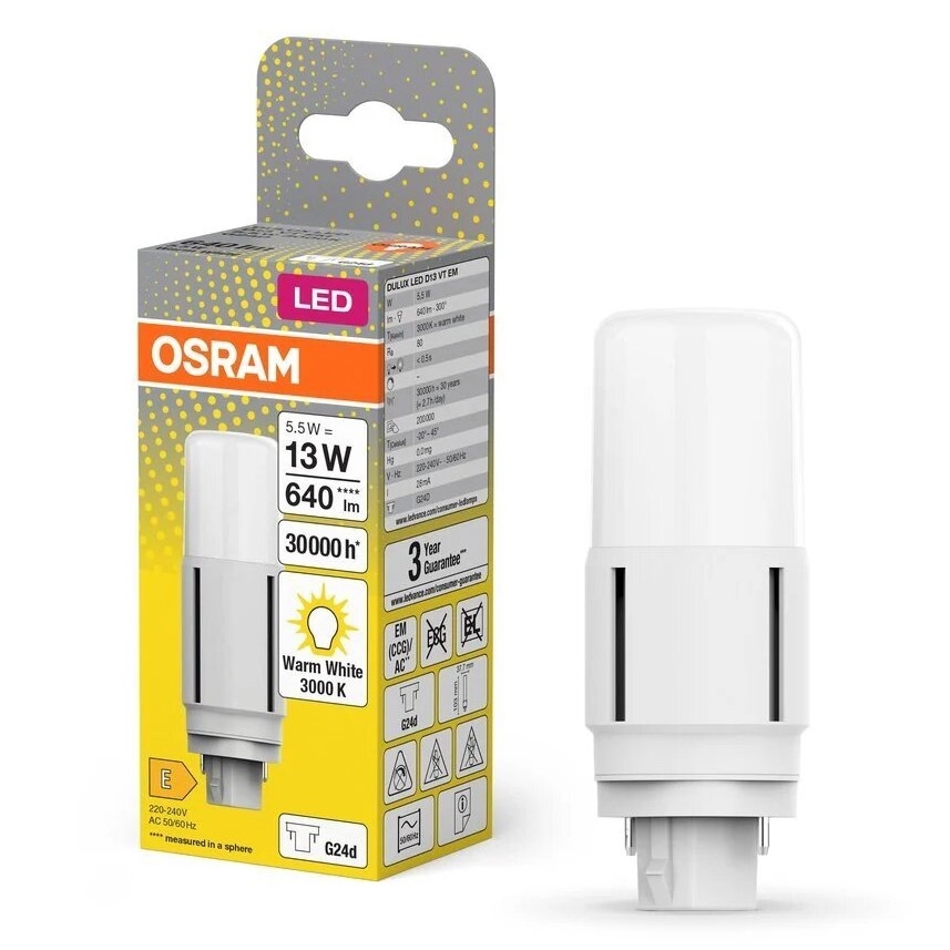 LED Lamp G24d/5,5W/230V 3000K - Osram