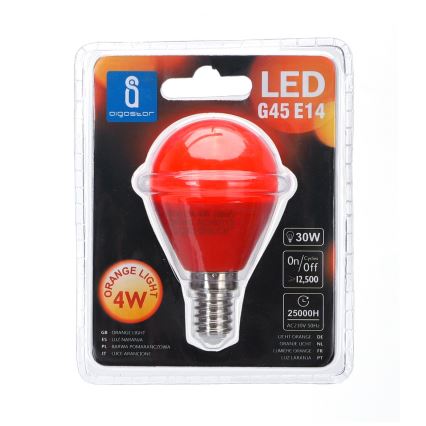 LED Lamp G45 E14/4W/230V oranje - Aigostar