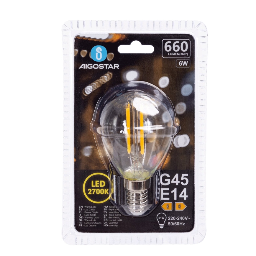 LED Lamp G45 E14/6W/230V 2700K - Aigostar