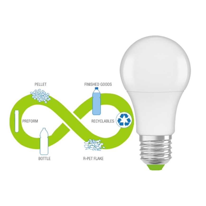 LED Lamp gemaakt van gerecycled plastic A60 E27/8,5W/230V 2700K - Ledvance