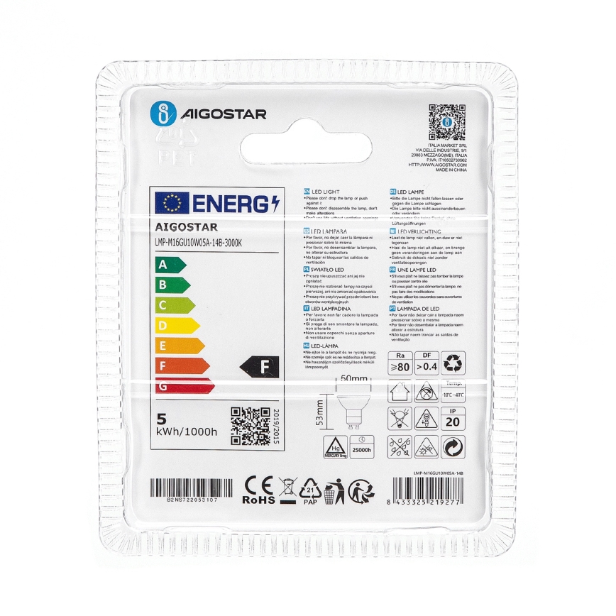 LED Lamp GU10/4,5W/230V 3000K - Aigostar