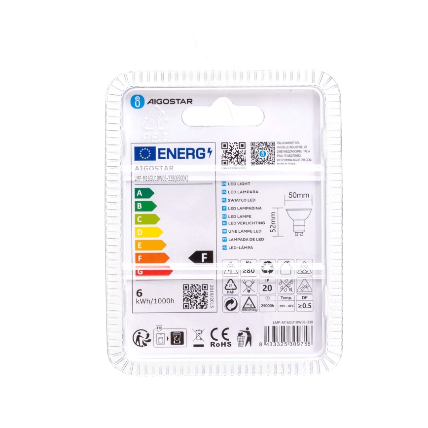 LED Lamp GU10/6W/230V 6500K - Aigostar