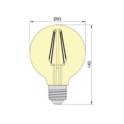 LED Lamp LEDSTAR AMBER G95 E27/8W/230V 2200K