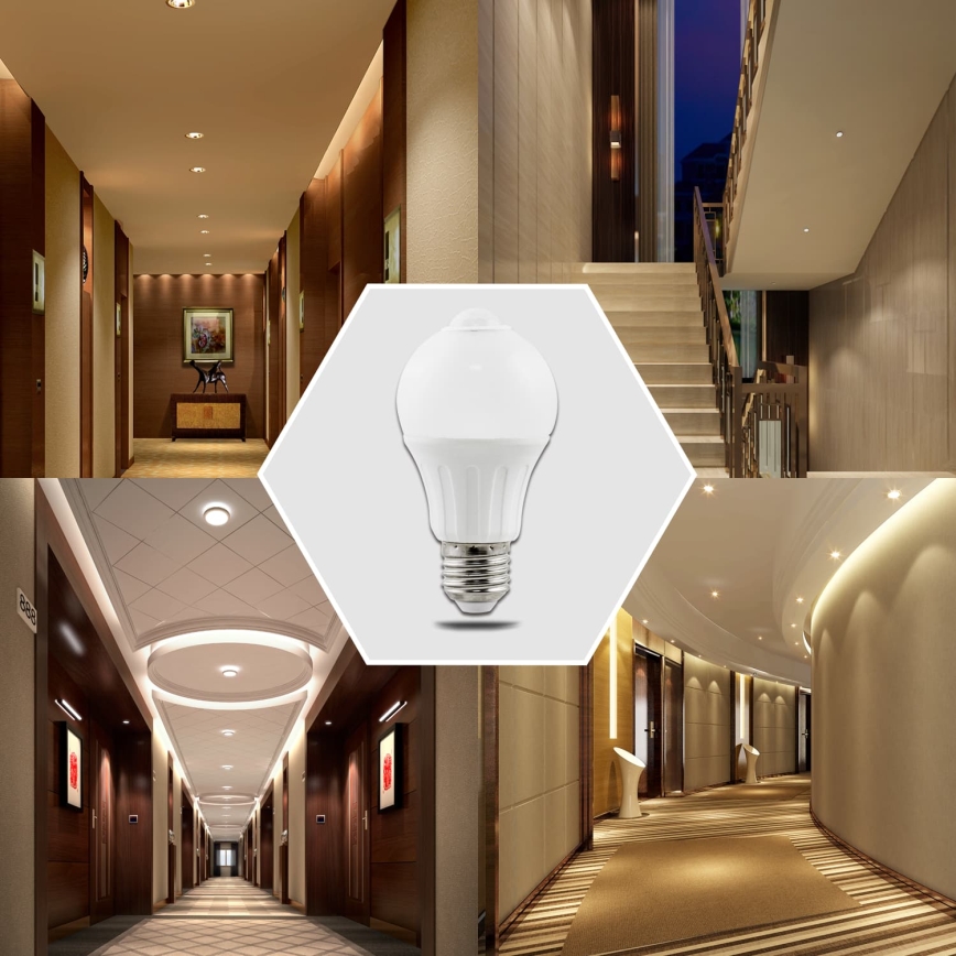 LED-lamp met bewegings- en schemersensor A60 E27/6W/230V 3000K - Aigostar