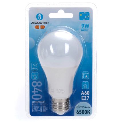 LED-lamp met bewegings- en schemersensor A60 E27/9W/230V 6500K - Aigostar