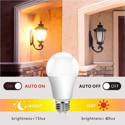 LED Lamp met schemersensor ​ ECOLINE A60 E27/12W/230V 3000K -  Brilagi
