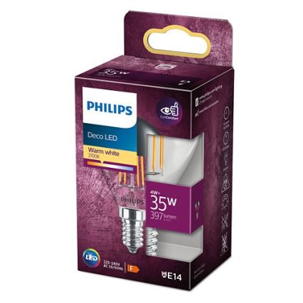 LED Lamp met spiegelbol DECO Philips P45 E14/4W/230V 2700K