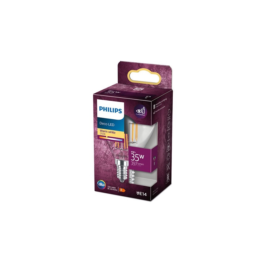 LED Lamp met spiegelbol DECO Philips P45 E14/4W/230V 2700K