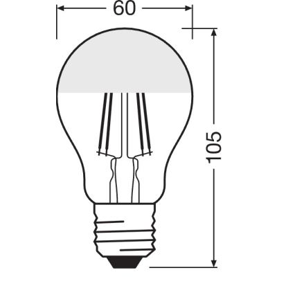 LED-lamp met spiegelkap FILAMENT E27/6,5W/230V 2700K zilverkleurig- Osram