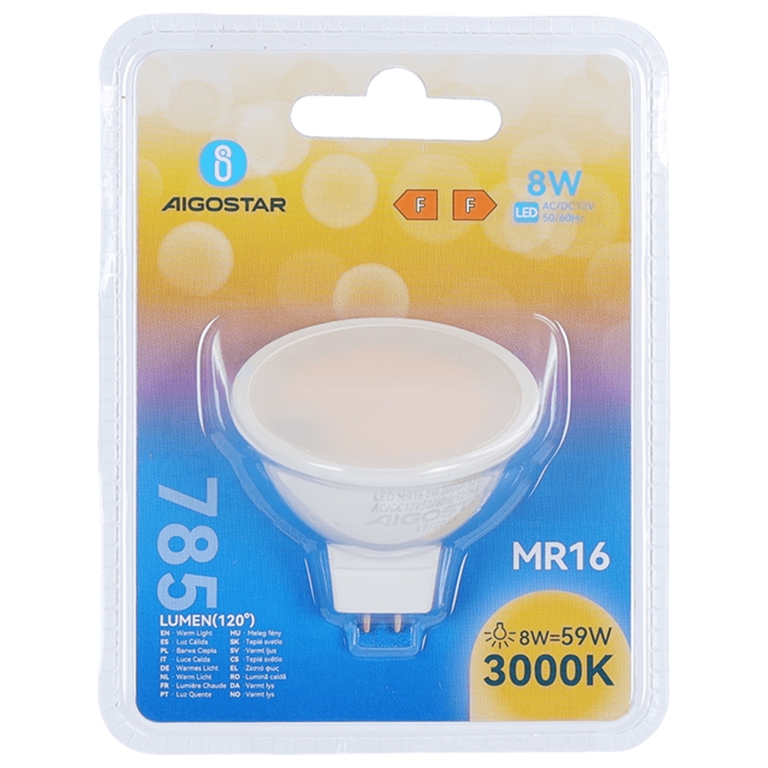 LED-lamp MR16 GU5,3/8W/12V 3000K - Aigostar