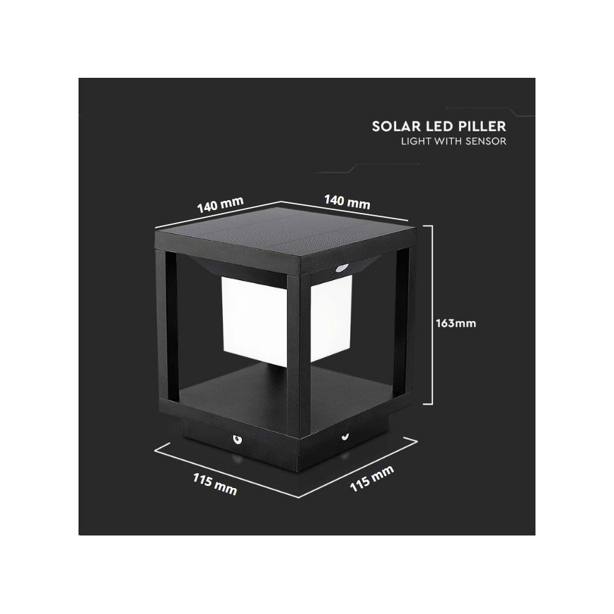 LED-lamp op zonne-energie met een sensor LED/2W/5,5V 3000K IP65 2600 mAh zwart