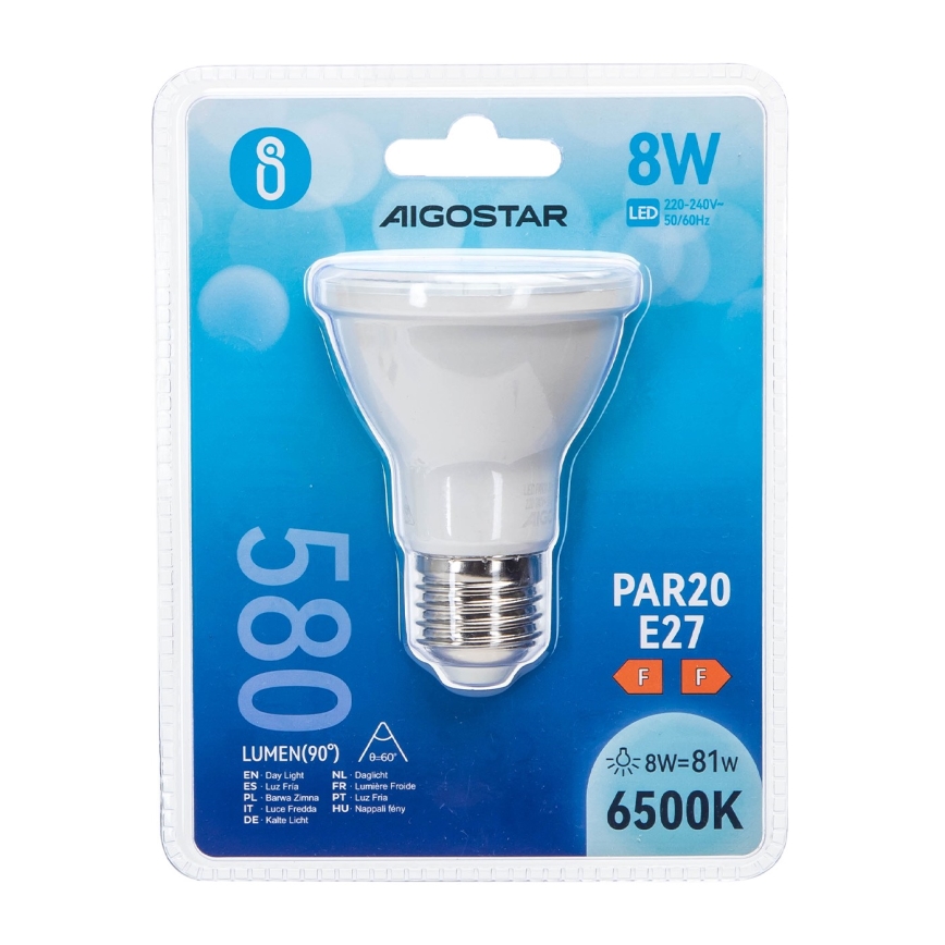 LED Lamp PAR20 E27/8W/230V 6500K - Aigostar