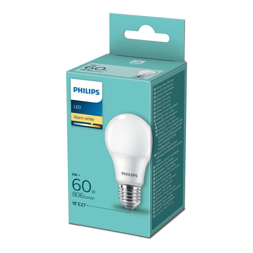 LED Lamp Philips A60 E27/8W/230V 2700K