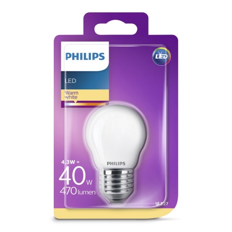 LED Lamp Philips P45 E27/4,3W/230V 2700K