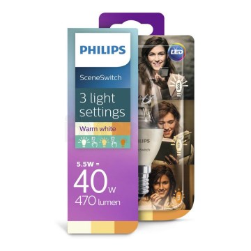 LED Lamp Philips SCENE SWITCH B38 E14/5,5W/230V 2200K-2700K