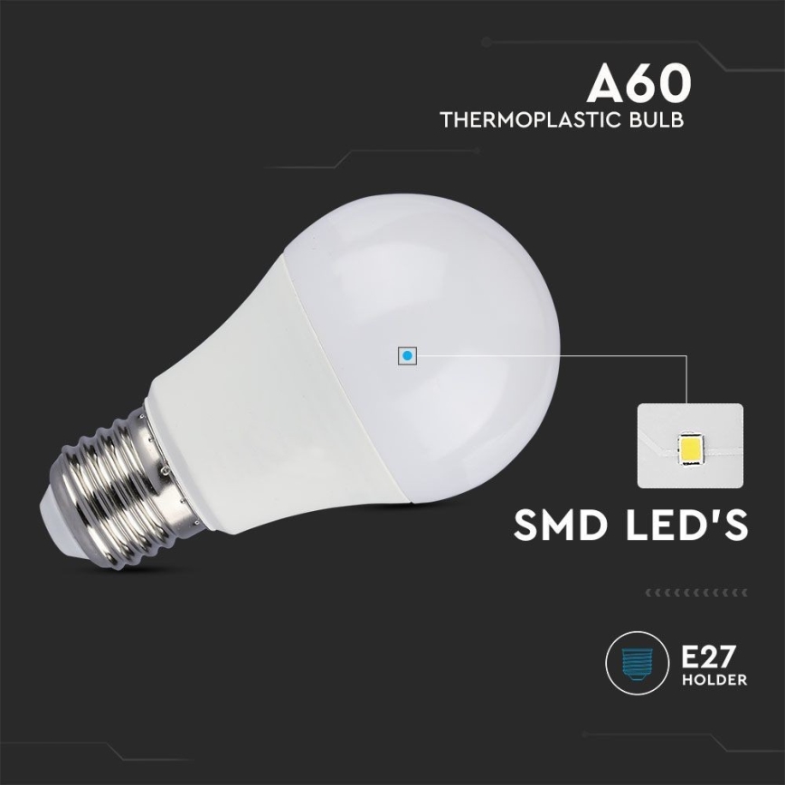 LED Lamp SAMSUNG CHIP A60 E27/8,5W/230V 4000K