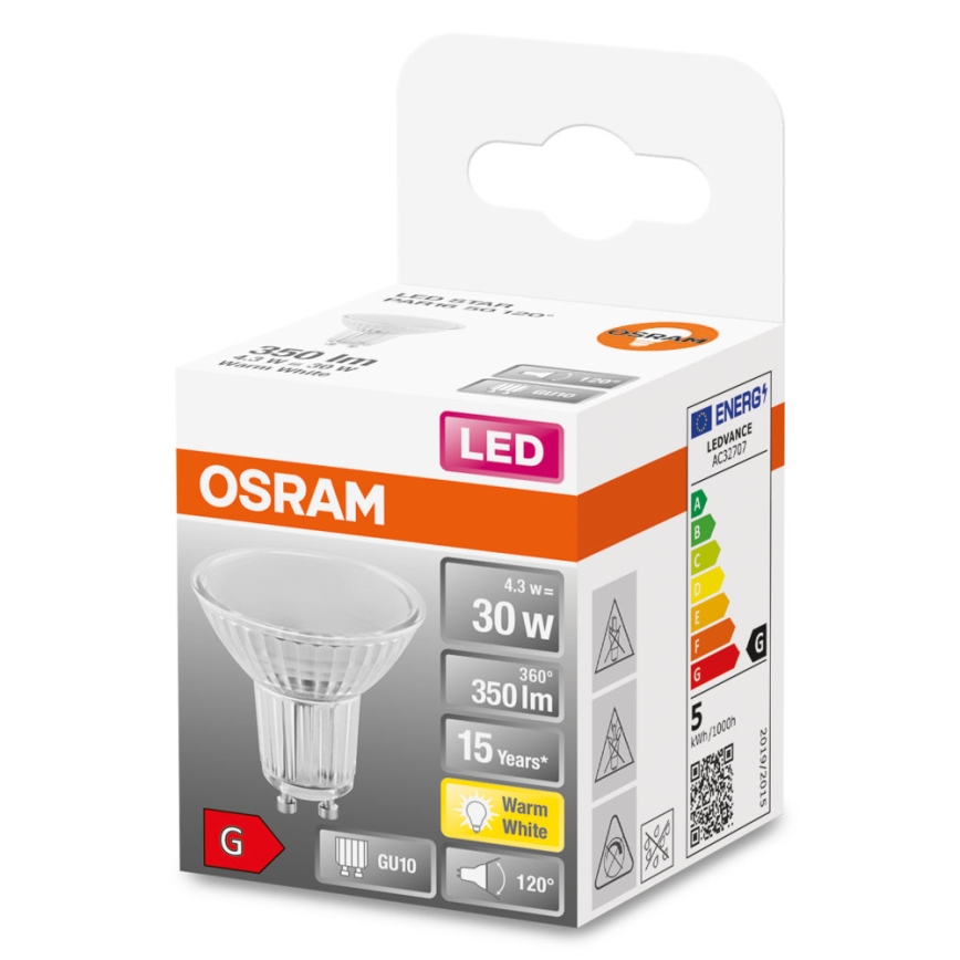 LED Lamp STAR PAR16 GU10/4,3W/230V 2700K 120° - Osram