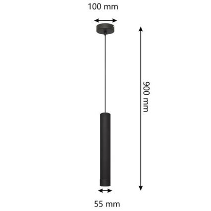 LED-kroonluchter aan kabel TUBA 1xGU10/4,8W/230V zwart