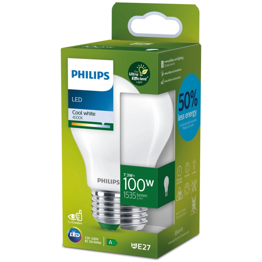 LED-lamp ULTRA-EFFICIËNT Philips A60 E27/7,3W/230V 4000K