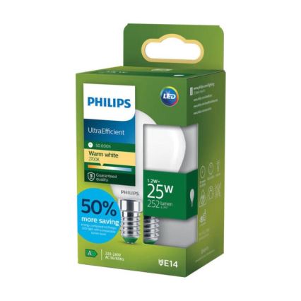 LED-lamp ULTRAEFFICIENT Philips P45 E14/1,2W/230V 2700K