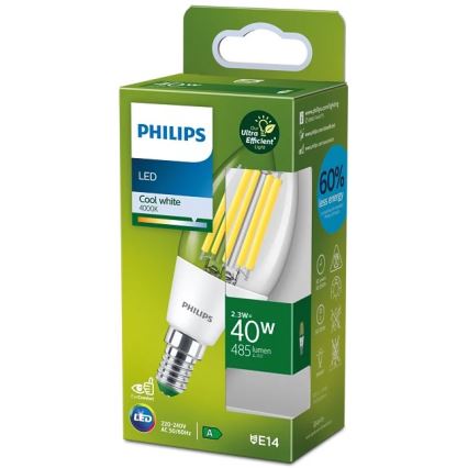 LED-lamp ULTRAEFFICIENT VINTAGE Philips B35 E14/2,3W/230V 4000K