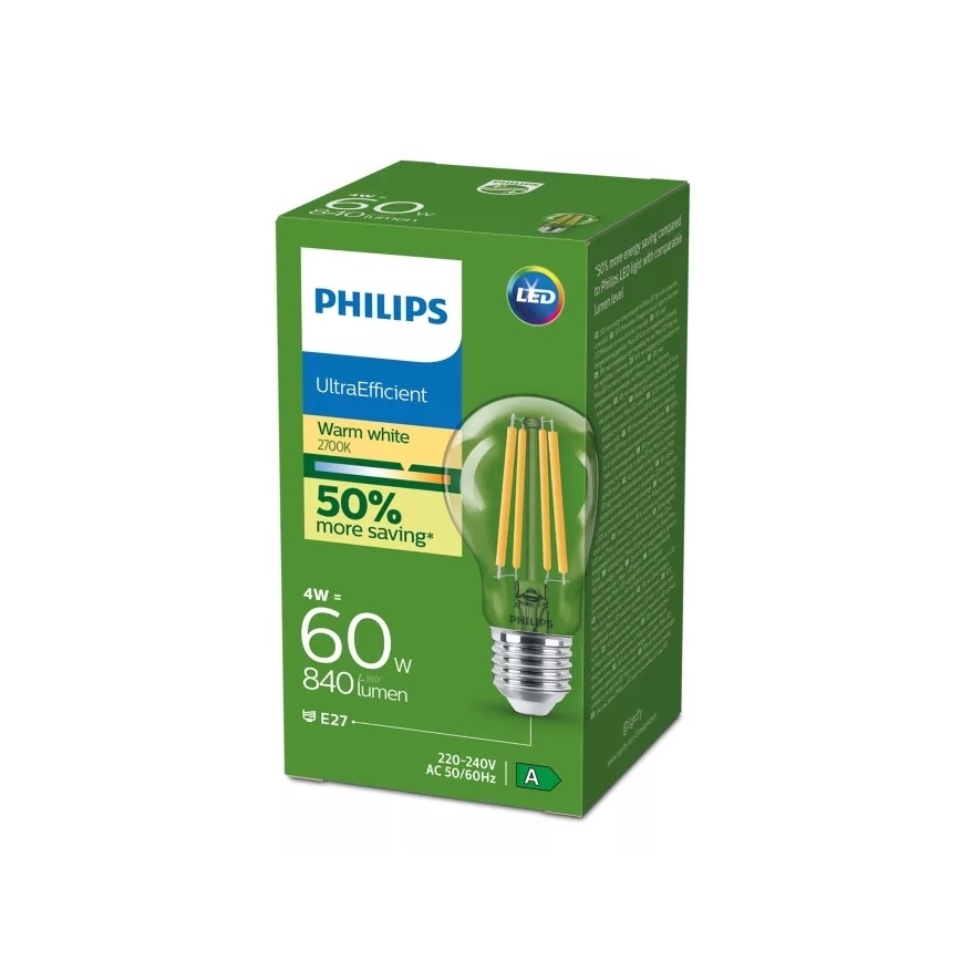 LED-lamp ULTRAEFFICIENT VINTAGE Philips E27/4W/230V 2700K