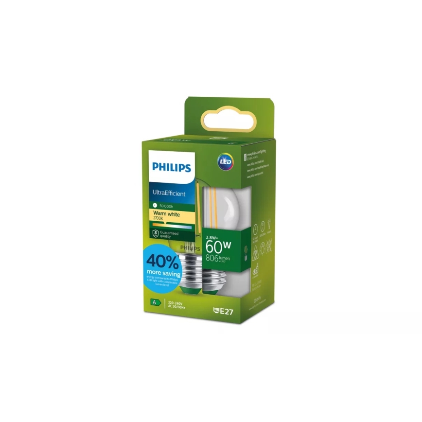 LED-lamp ULTRAEFFICIENT VINTAGE Philips P45 E27/3,8W/230V 2700K