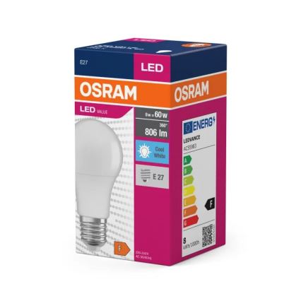 LED Lamp VALUE A60 E27/8W/230V 4000K - Osram
