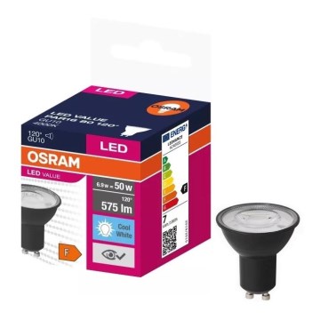 LED Lamp VALUE PAR16 GU10/6,9W/230V 4000K 120° zwart - Osram